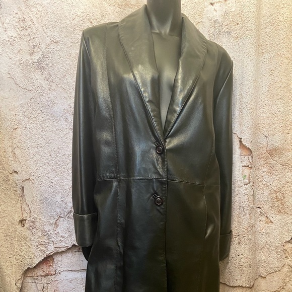 Bod & Christensen Long Black Leather Jacket - Picture 2 of 11